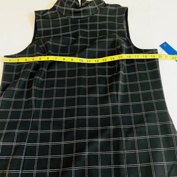 Apt 9 Windowpane Sleeveless High Neck Sheath Dress Size L Large NWT Black - Picture 5 of 7